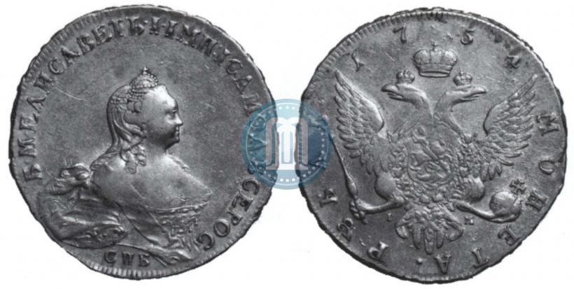 Picture 1 rouble 1754 year СПБ-IМ "Portrait by Benjamin Scott"