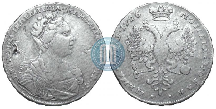 Фото 1 рубль 1726 года  "Московский тип, портрет вправо"