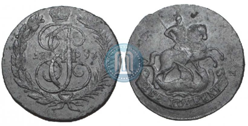 Picture 2 kopecks 1793 year ЕМ "Paul's restrike"