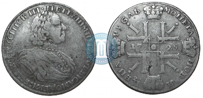 Фото 1 рубль 1725 года СПБ "Солнечный в латах"