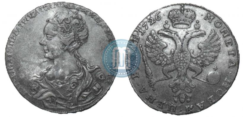 Фото 1 рубль 1726 года  "Московский тип, портрет влево"