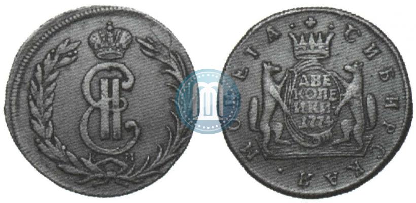Picture 2 kopecks 1774 year КМ 