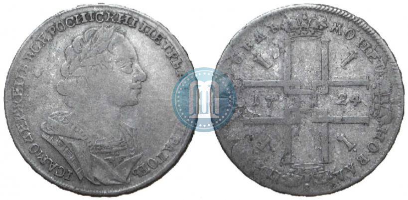 Фото 1 рубль 1724 года  "Портрет в античных доспехах"