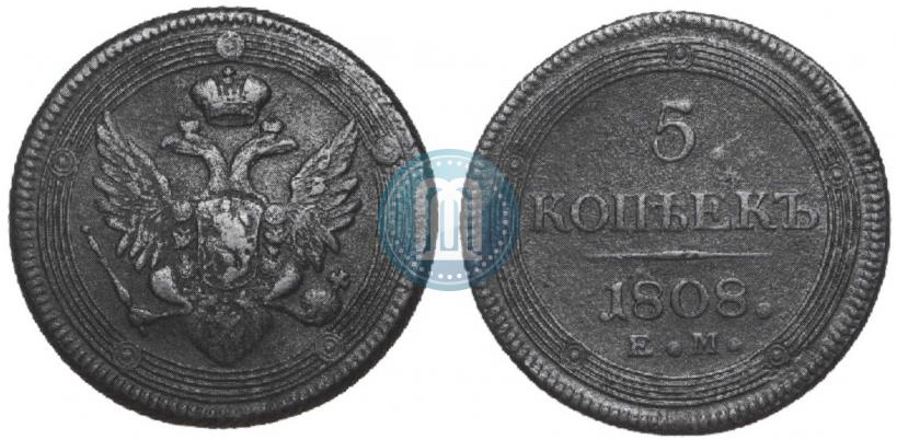 Picture 5 kopecks 1808 year ЕМ 