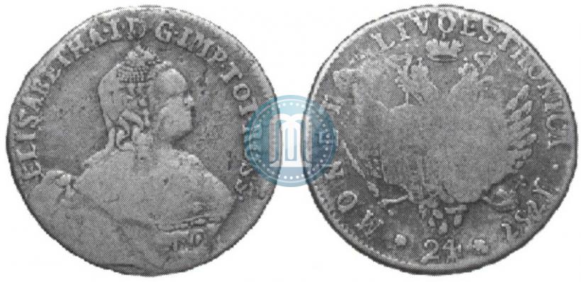 Picture 24 kopecks 1757 year  "For Livonia"
