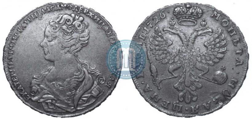 Picture 1 rouble 1726 year  "Moscow type, portrait turned to the left"