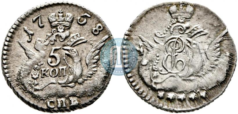 Фото 5 копеек 1758 года СПБ 