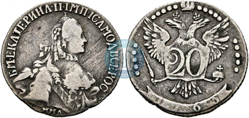 Фото 20 копеек 1765 года ММД 