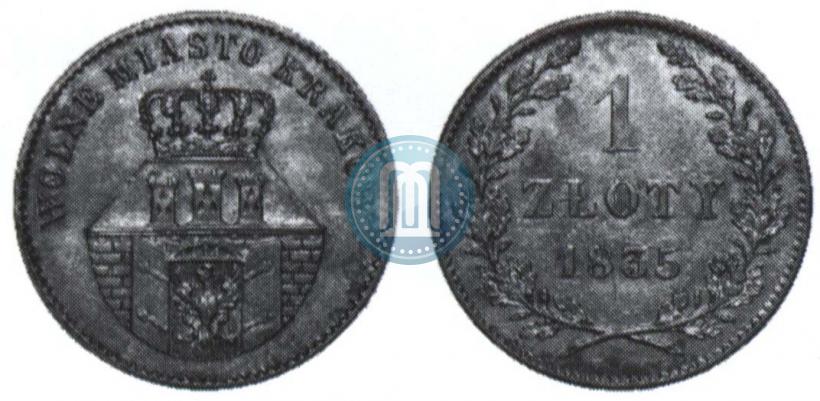 Picture 1 złoty 1835 year  "Free city of Kraków"