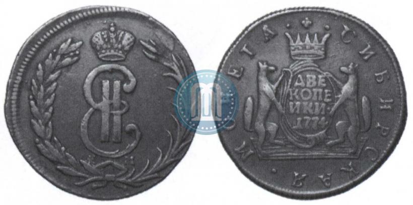 Фото 2 копейки 1774 года КМ 