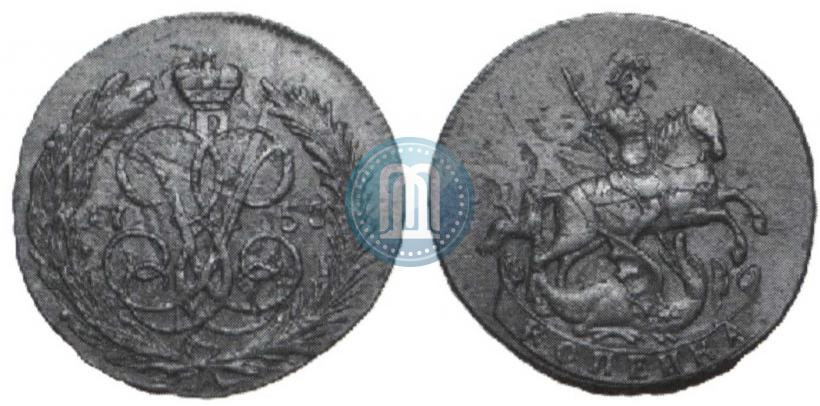 Picture 1 kopeck 1758 year  