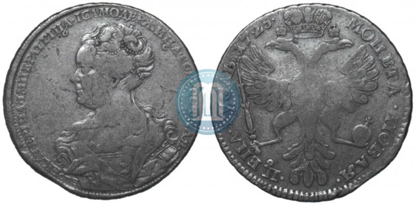 Picture 1 rouble 1725 year СПБ "Petersburg type, portrait turned to the left"