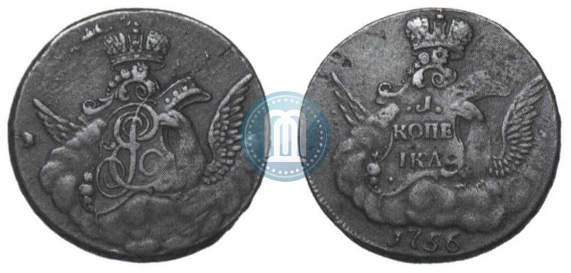Picture 1 kopeck 1756 year  