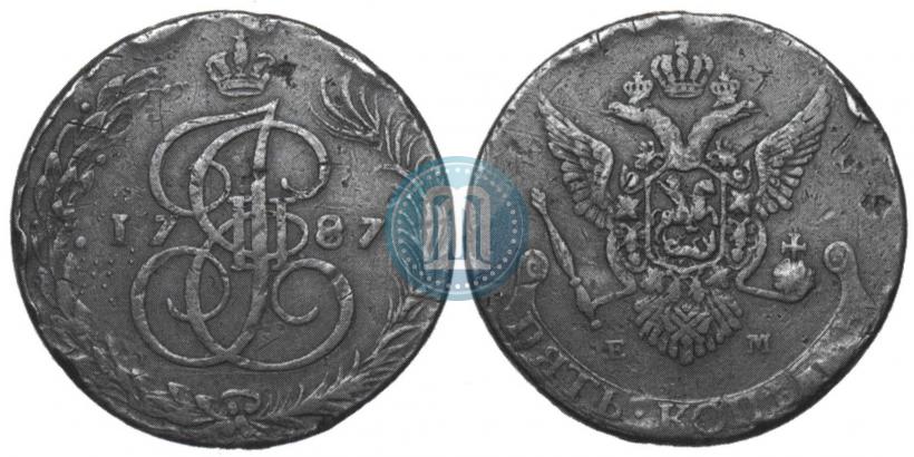 Picture 5 kopecks 1787 year ЕМ 