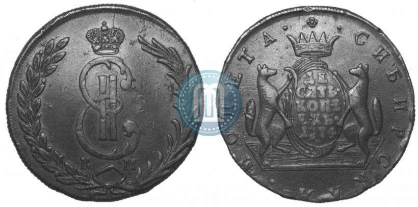 Фото 10 копеек 1774 года КМ 
