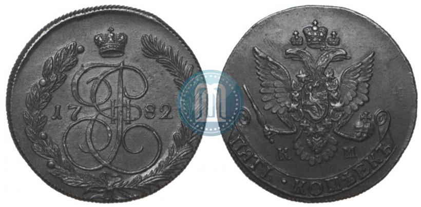 Фото 5 копеек 1782 года КМ 