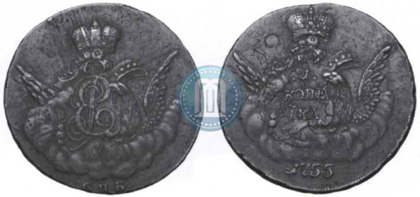 Picture 1 kopeck 1755 year СПБ 