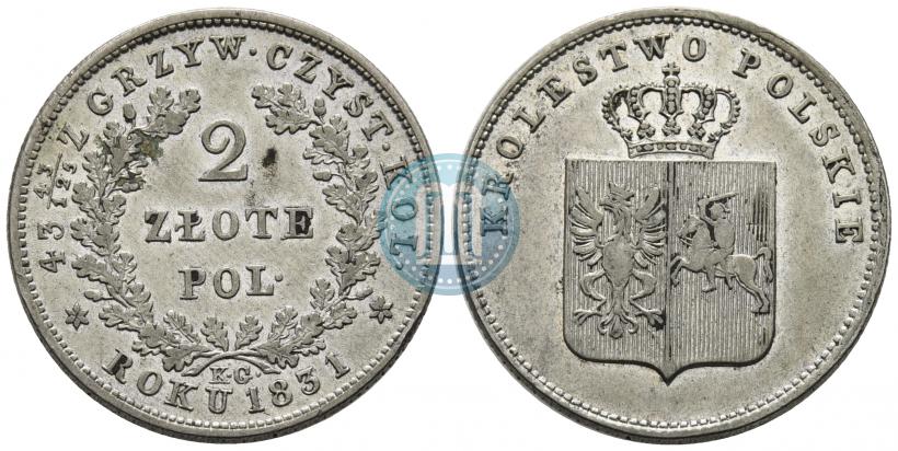Picture 2 złote 1831 year KG "Polish uprising"