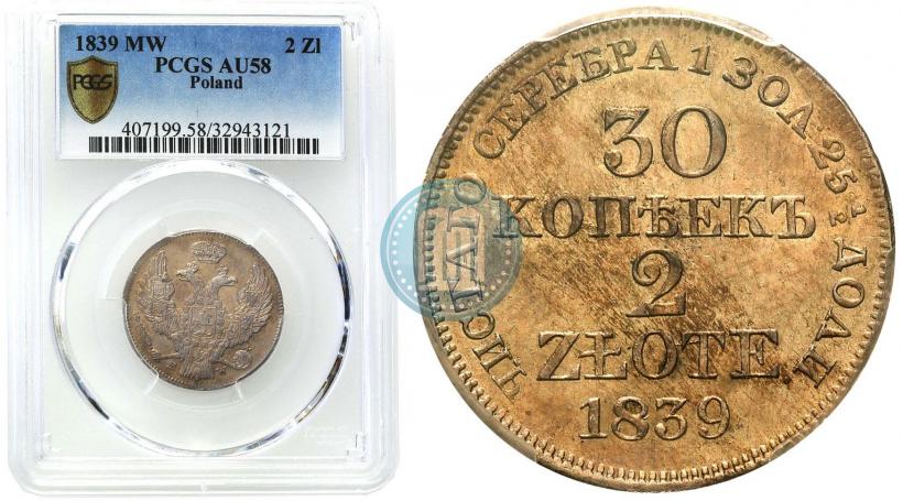 Picture 30 kopecks - 2 złotych 1839 year MW 