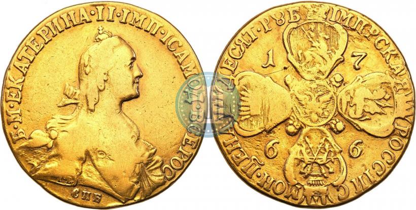 Picture 10 roubles 1766 year СПБ 