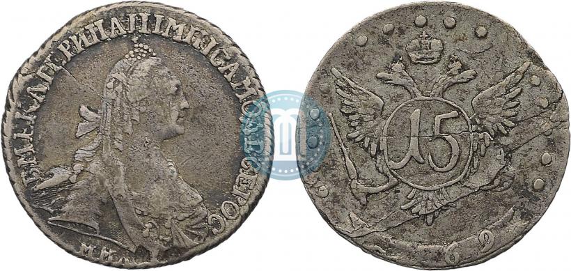 Фото 15 копеек 1769 года ММД 