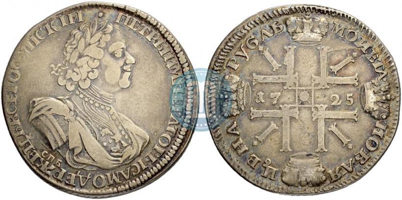 Picture 1 rouble 1725 year СПБ "Sun rouble, portrait in armour"