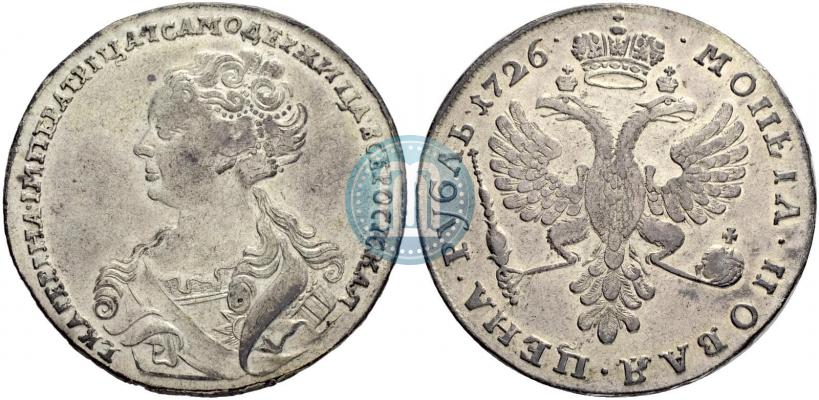 Фото 1 рубль 1726 года  "Московский тип, портрет влево"