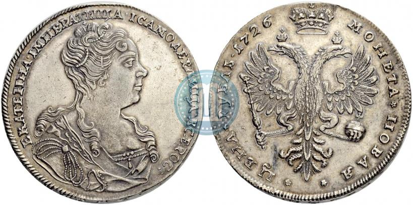 Фото 1 рубль 1726 года  "Московский тип, портрет вправо"
