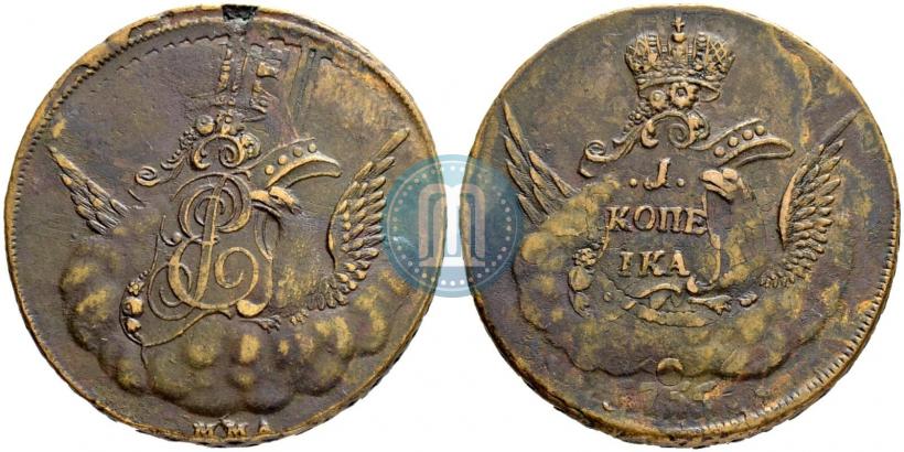 Фото 1 копейка 1755 года ММД 