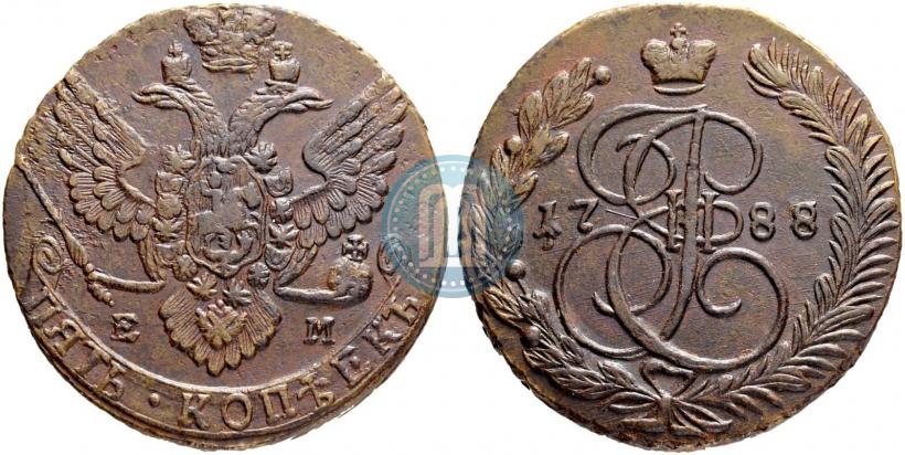 Фото 5 копеек 1788 года ЕМ 