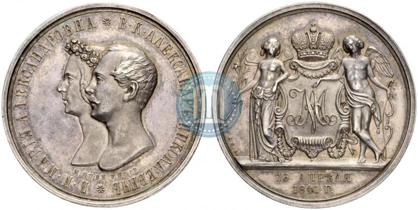 Picture Medal 1841 year H. GUBE. FECIT "In the memory of the wedding of the crown prince"