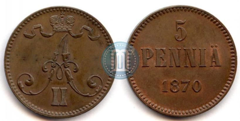 Picture 5 pennia 1870 year  