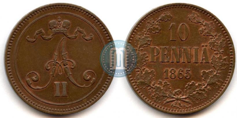 Picture 10 pennia 1865 year  