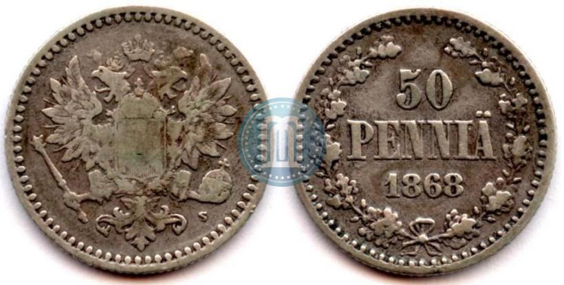 Фото 50 пенни 1868 года S 