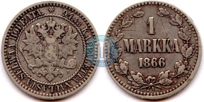 Picture 1 markka 1866 year S 