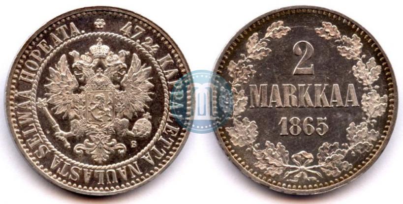Picture 2 markkaa 1865 year S 