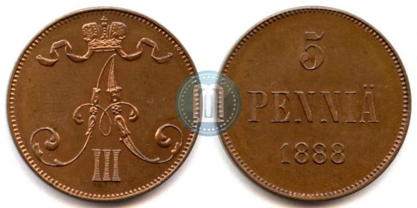 Picture 5 pennia 1888 year  