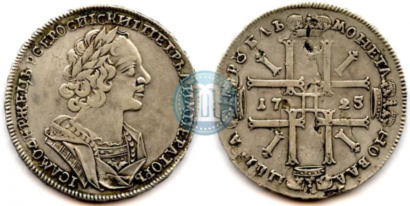 Фото 1 рубль 1725 года  "Портрет в античных доспехах"