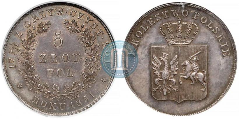 Picture 5 złotych 1831 year KG "Polish uprising"