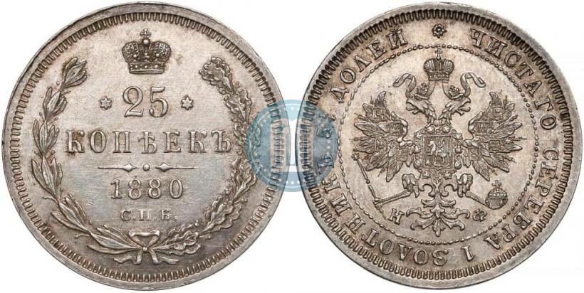 Фото 25 копеек 1880 года СПБ-НФ 