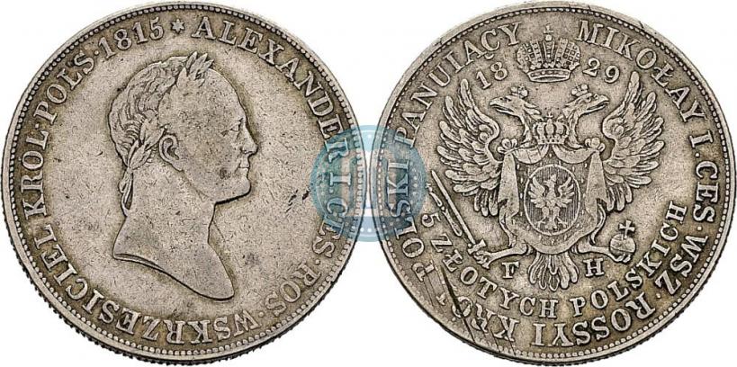 Picture 5 złotych 1831 year KG 