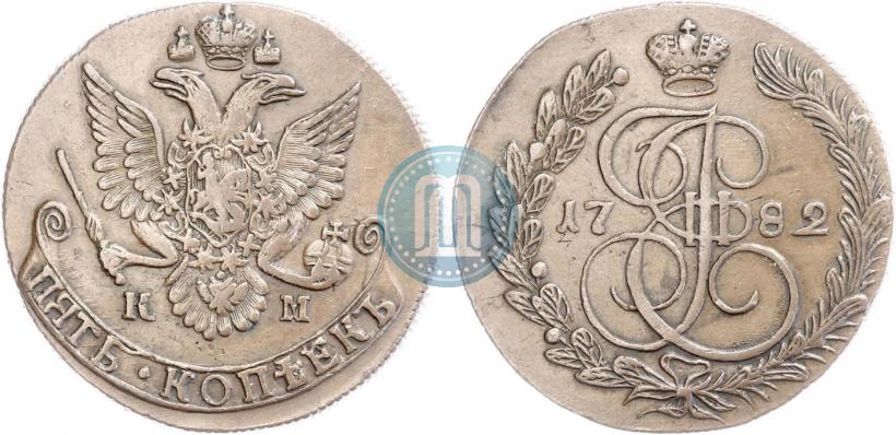 Фото 5 копеек 1782 года КМ 