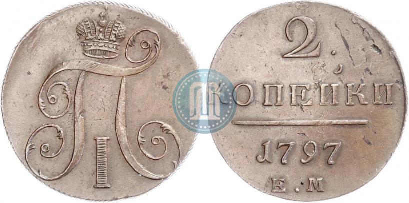 Picture 2 kopecks 1797 year ЕМ 