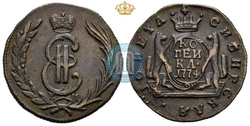 Фото 1 копейка 1774 года КМ 