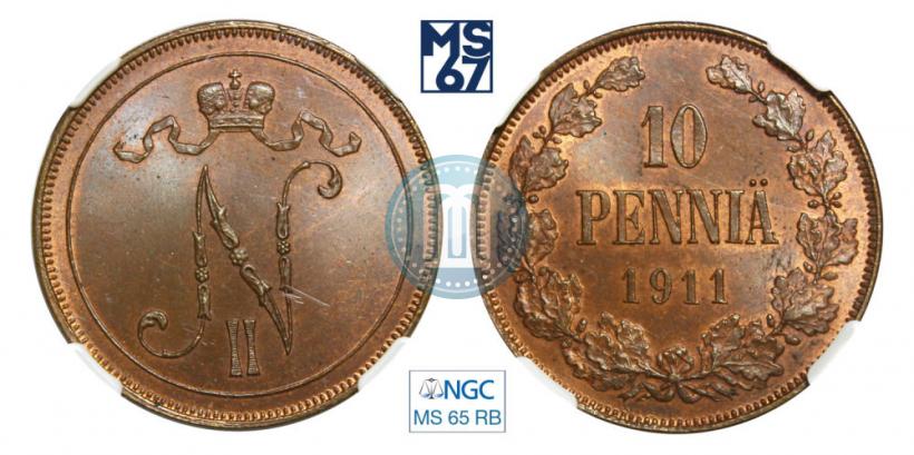 Picture 10 pennia 1911 year  