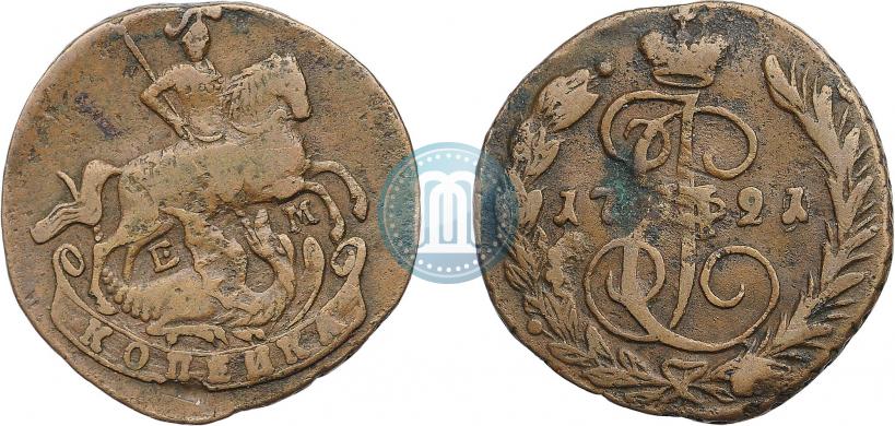 Picture 1 kopeck 1791 year ЕМ 