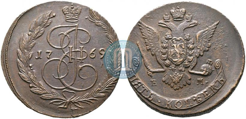 Picture 5 kopecks 1769 year ЕМ 