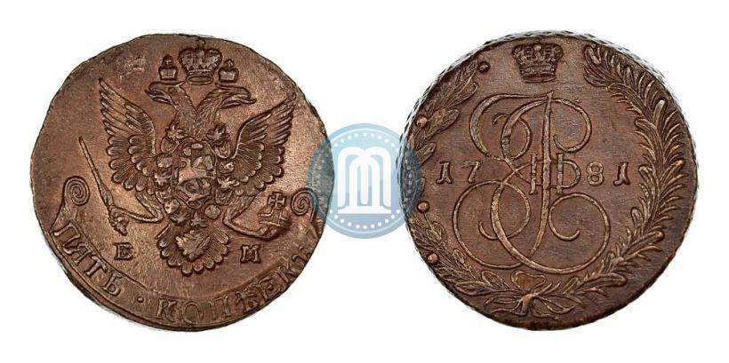 Picture 5 kopecks 1781 year ЕМ 