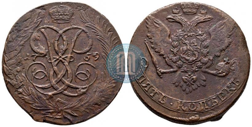 Picture 5 kopecks 1759 year  