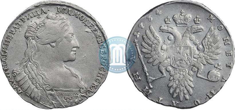 Фото Полтина 1734 года  "Тип 1735 года"
